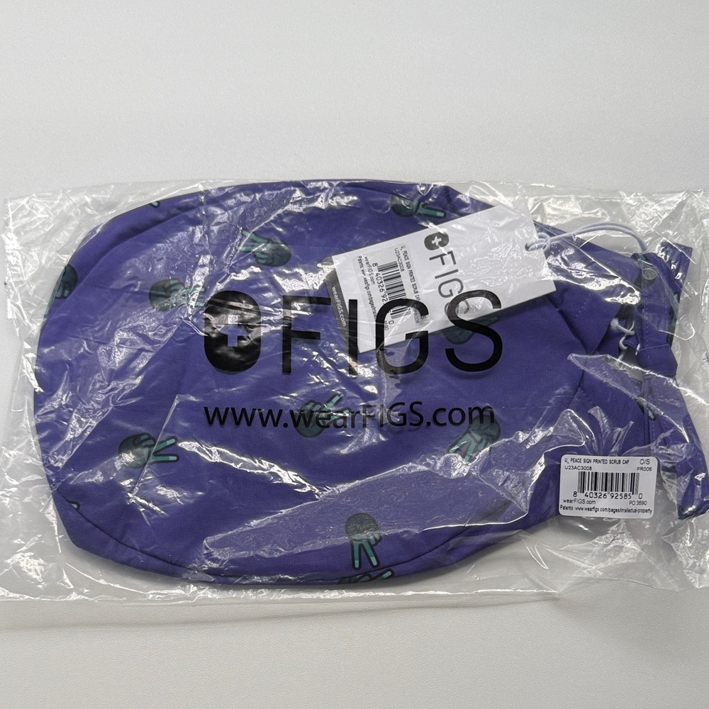 FIGS scrub cap peace sign